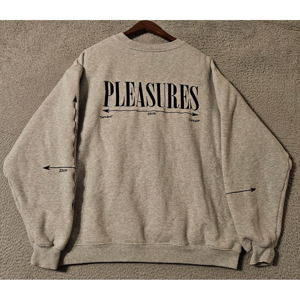Pleasures Intersection of Love Crewneck Sweatshirt Mens Large Gray Fleece
